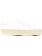Saint Laurent Court Classic Sneakers, Women's, Size: 40, White, Calf Leather/leather/rubber