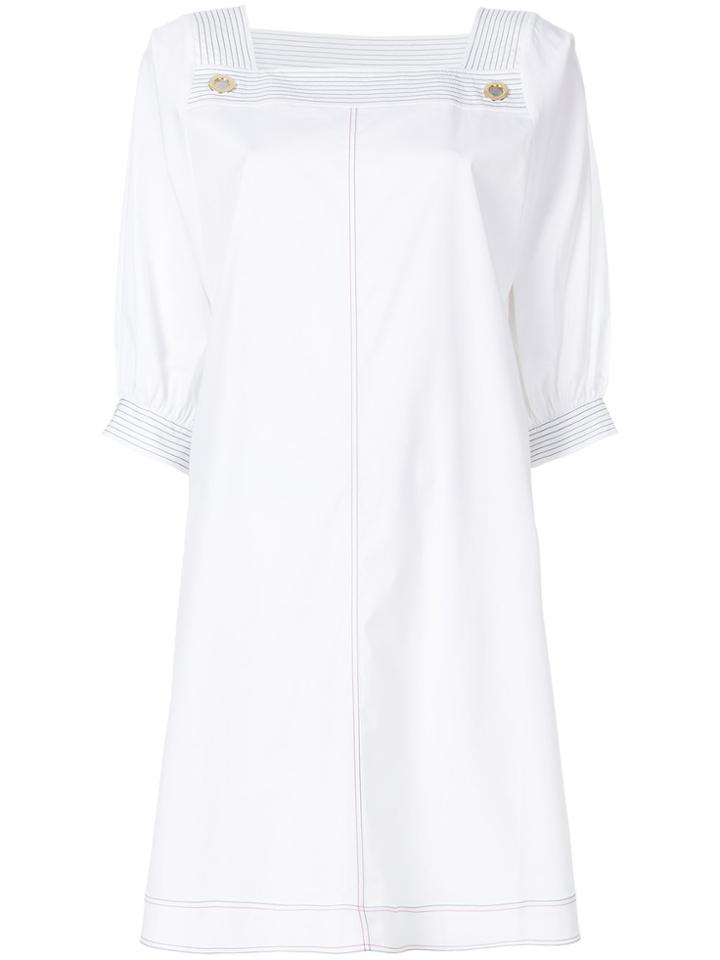 Fay Three-quarter Sleeve Shift Dress - White