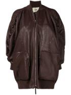 Fendi Perforated Leather Bomber Jacket - Purple