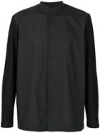 Issey Miyake Men Contrast Sleeve Mandarin Collar Shirt - Black