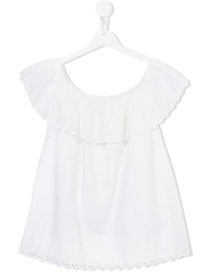 Ralph Lauren Kids Eyelet Off The Shoulder Top, Girl's, Size: 14 Yrs, White