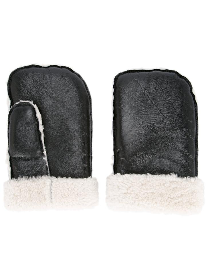 Zambesi Shearling-hem Mittens - Black