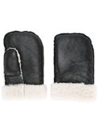 Zambesi Shearling-hem Mittens - Black