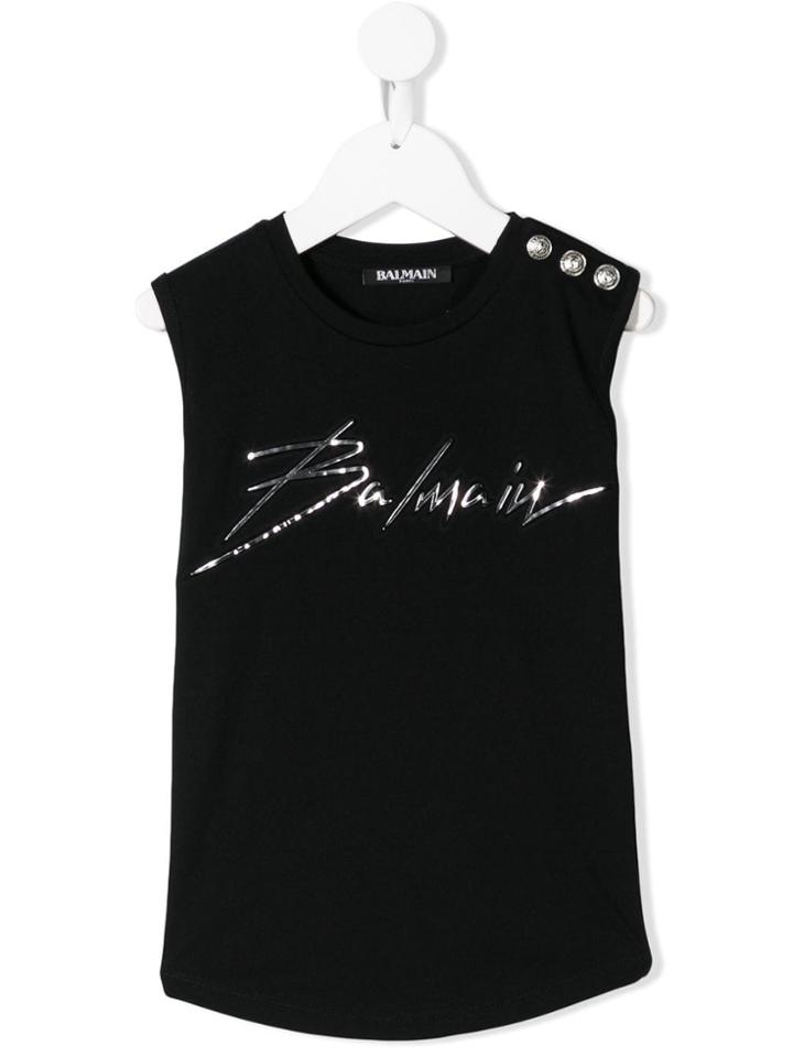 Balmain Kids Teen Logo Printed Tank Top - Black