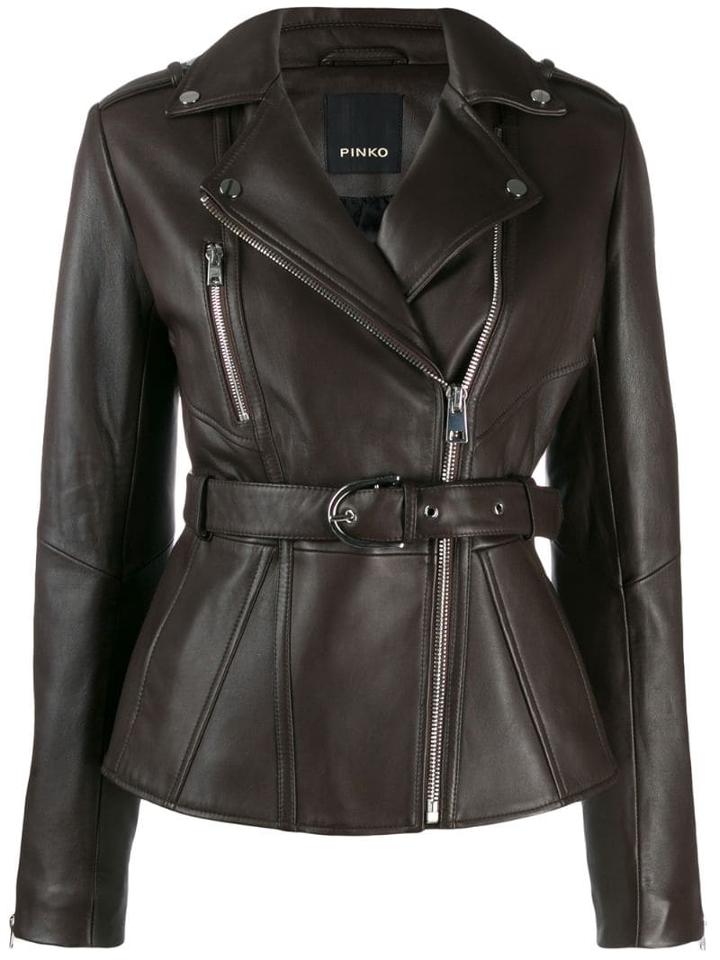 Pinko Belted Biker Jacket - Brown