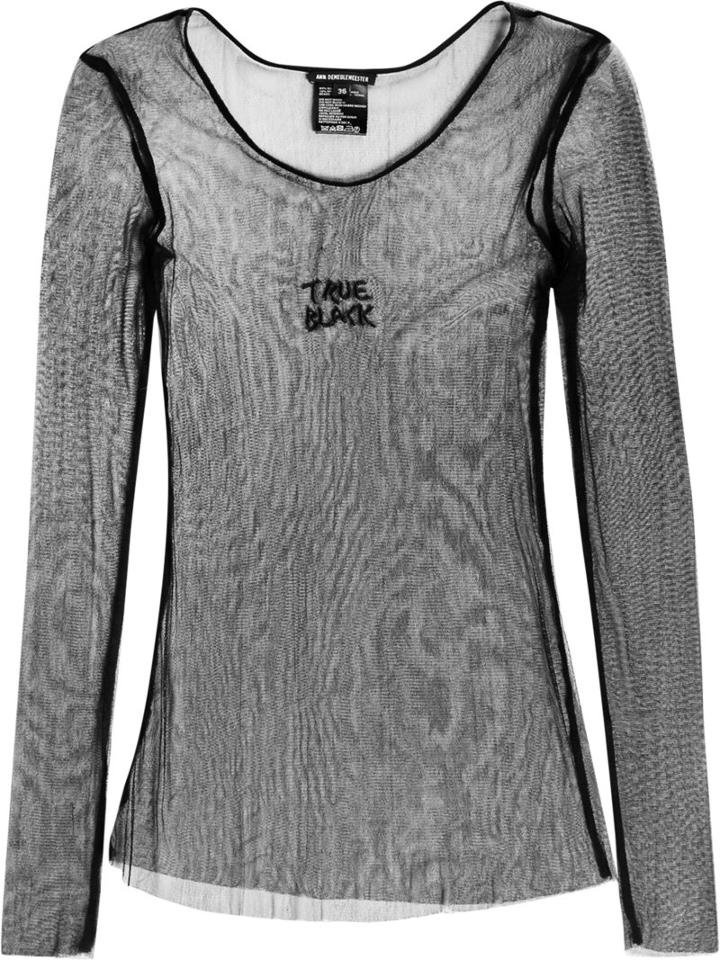 Ann Demeulemeester Sheer Long Sleeve Top, Size: 34, Black, Silk/nylon/glass