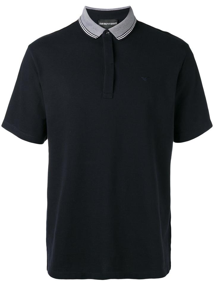 Emporio Armani Contrast Collar Polo Shirt, Men's, Size: Xl, Blue, Cotton