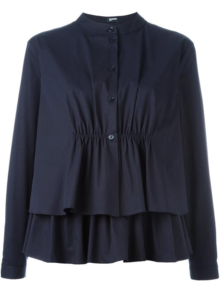 Jil Sander Navy Layered Peplum Shirt