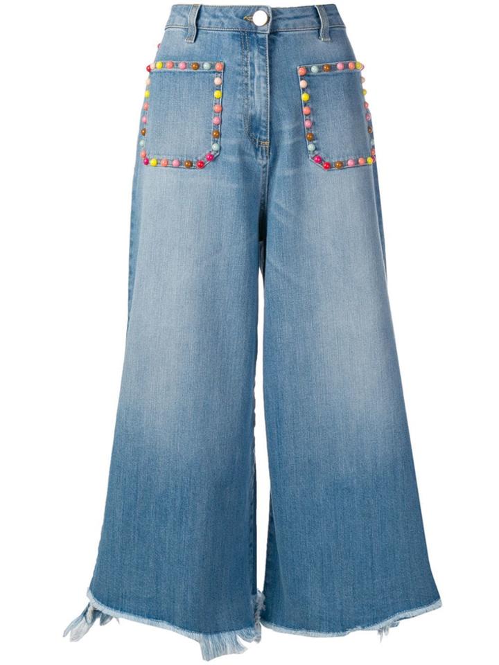 Elisabetta Franchi Cropped Wide-leg Jeans - Blue
