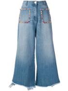 Elisabetta Franchi Cropped Wide-leg Jeans - Blue