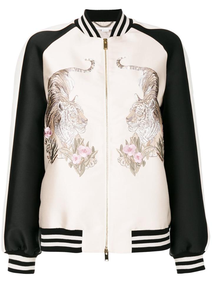 Stella Mccartney Lorinda Tiger-embroidered Jacket - Nude & Neutrals