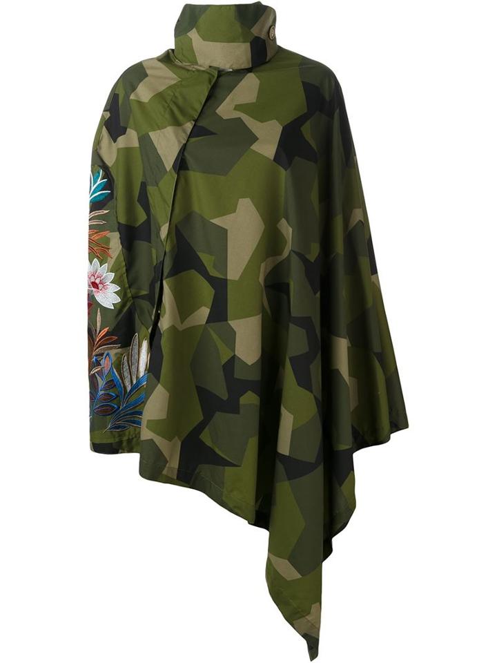 Ermanno Gallamini Embroidered Camouflage Cape
