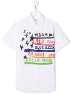 Msgm Kids Teen Colours Print Polo Shirt - White