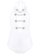 Alessandra Rich Chain Detail One Piece - White