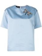 Rochas Front Dragonfly Embellished Blouse - Blue