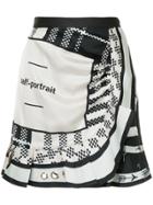 Self-portrait Scarf Print Frill Mini Skirt - Black