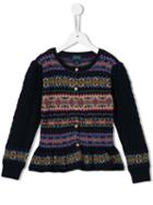Ralph Lauren Kids Crew Neck Intarsia Cardigan, Toddler Girl's, Size: 5 Yrs, Blue