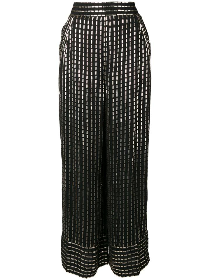 Temperley London Silver Beaded Wide Leg Trousers - Black