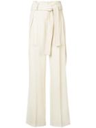 Derek Lam - Belted Wide Leg Trousers - Women - Acetate/viscose - 40, Nude/neutrals, Acetate/viscose