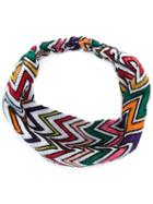 Missoni Zigzag Knitted Hairband, Women's, Yellow/orange, Cupro/viscose/polyester