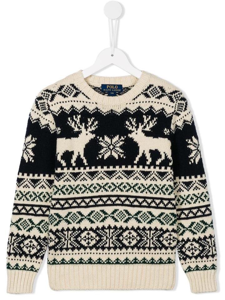 Ralph Lauren Kids Deer Intarsia Jumper, Boy's, Size: 7 Yrs, Blue