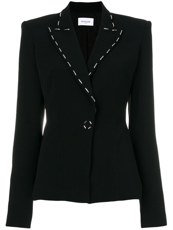 Mugler Embellished Lapel Blazer - Black