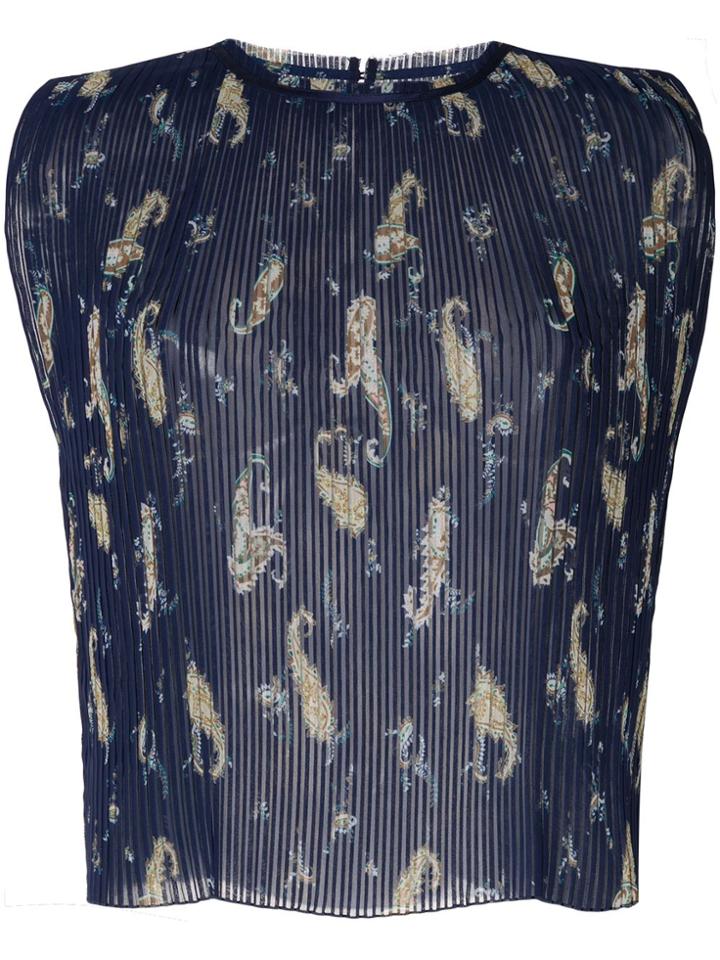 Ballsey Paisley Print Pleated Blouse - Blue