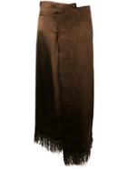 Marni Washd Satin Asymmetric Skirt - Brown