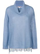 Twin-set Lace Panel Jumper - Blue