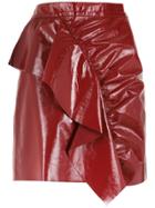 Nk Ruffled Leather Skirt - Red
