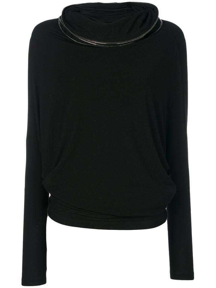 Plein Sud Zip Embellished Roll Neck Sweater - Black