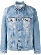 Off-white Spray Paint Denim Jacket, Men's, Size: Xs, Blue, Cotton/polyester