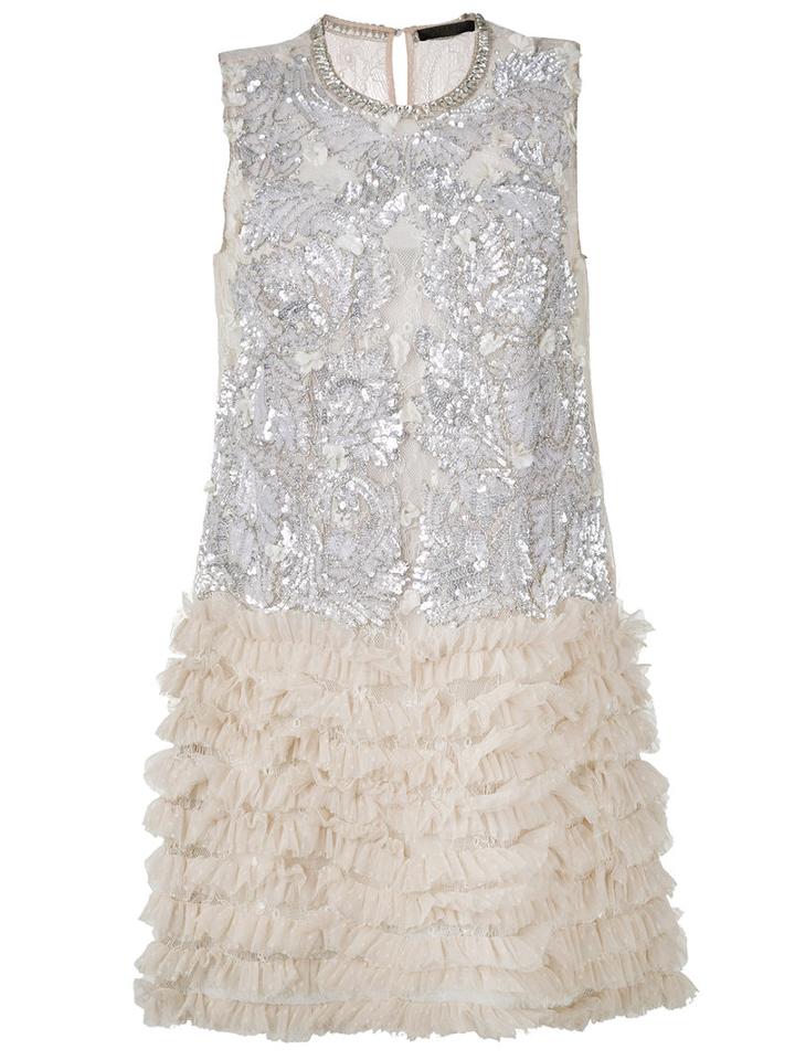 Amen - Embellished Shift Dress - Women - Silk/polyamide - 42, Nude/neutrals, Silk/polyamide
