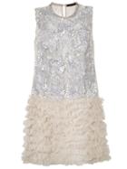 Amen - Embellished Shift Dress - Women - Silk/polyamide - 42, Nude/neutrals, Silk/polyamide