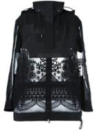 Sacai Tribal Lace Parka Jacket, Women's, Size: 2, Black, Cotton/polyester