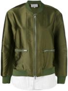 3.1 Phillip Lim - Trompe Bomber Jacket - Women - Silk/polyester/spandex/elastane/viscose - 4, Green, Silk/polyester/spandex/elastane/viscose
