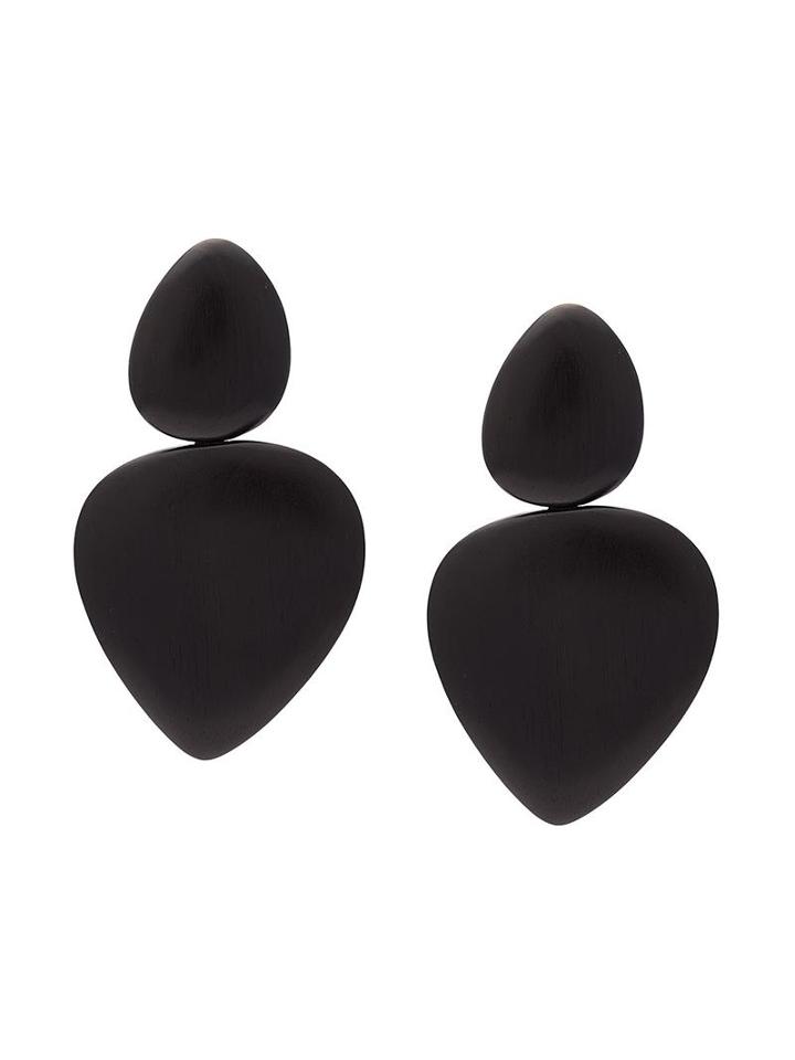 Monies Drop Disc Clip On Earrings, Women's, Black
