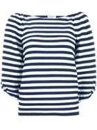 Sonia Rykiel Puffed Thee-quarter Sleeves Blouse, Women's, Size: Medium, Blue, Cotton/polyester
