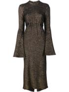 Ellery Bell Sleeve Metallic Dress, Women's, Size: 10, Black, Modal/viscose/metal