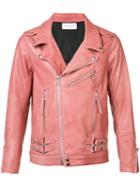 John Elliott - Straps Detail Biker Jacket - Men - Leather/polyester/viscose - M, Pink/purple, Leather/polyester/viscose