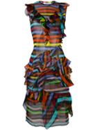 Givenchy - Striped Ruffle Shift Dress - Women - Silk - 38, Blue, Silk