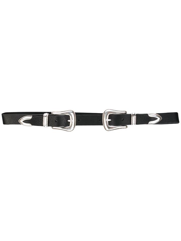 Double Buckle Belt - Women - Leather/metal (other) - M, Black, Leather/metal (other), B-low The Belt
