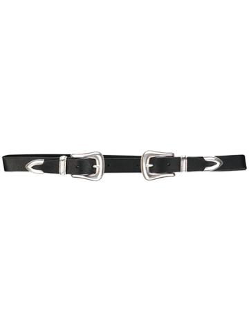 Double Buckle Belt - Women - Leather/metal (other) - M, Black, Leather/metal (other), B-low The Belt