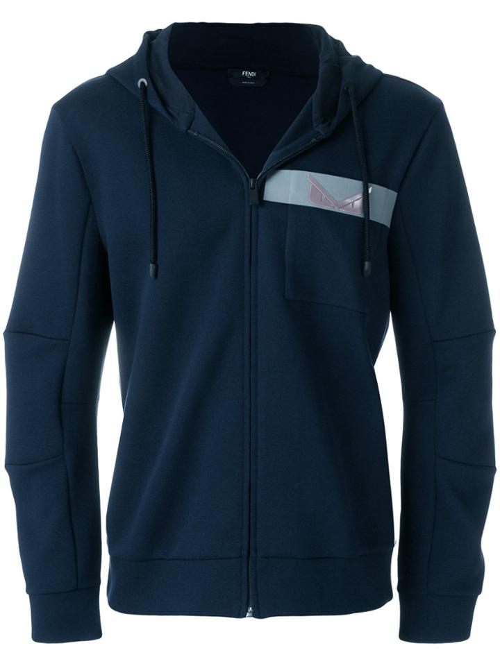 Fendi Zipped Fastened Hoodie - Blue