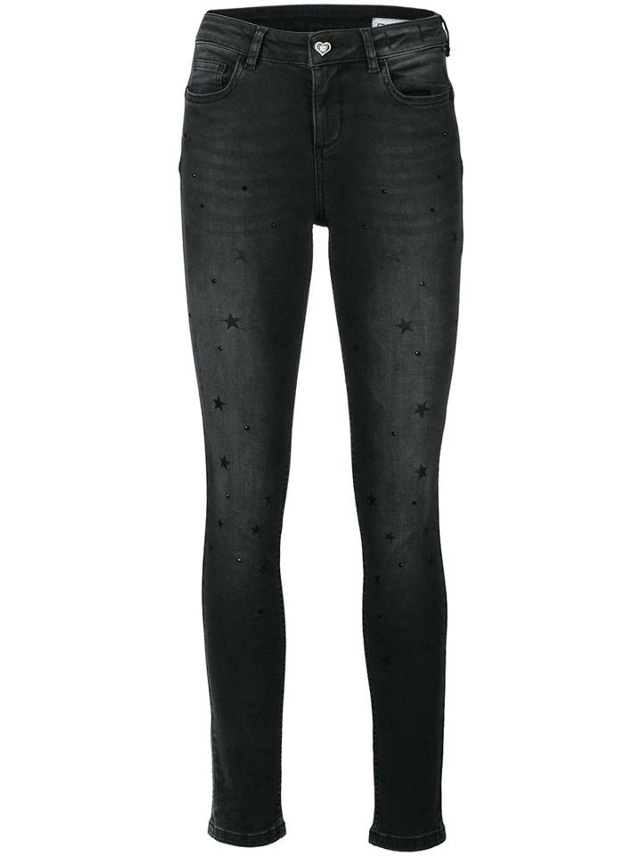 Twin-set - Stars Embroidery Skinny Jeans - Women - Cotton/polyester/spandex/elastane - 29, Black, Cotton/polyester/spandex/elastane