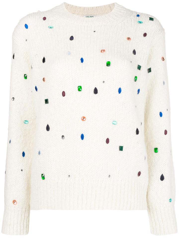 Kenzo Gemstones Embellished Sweater - White