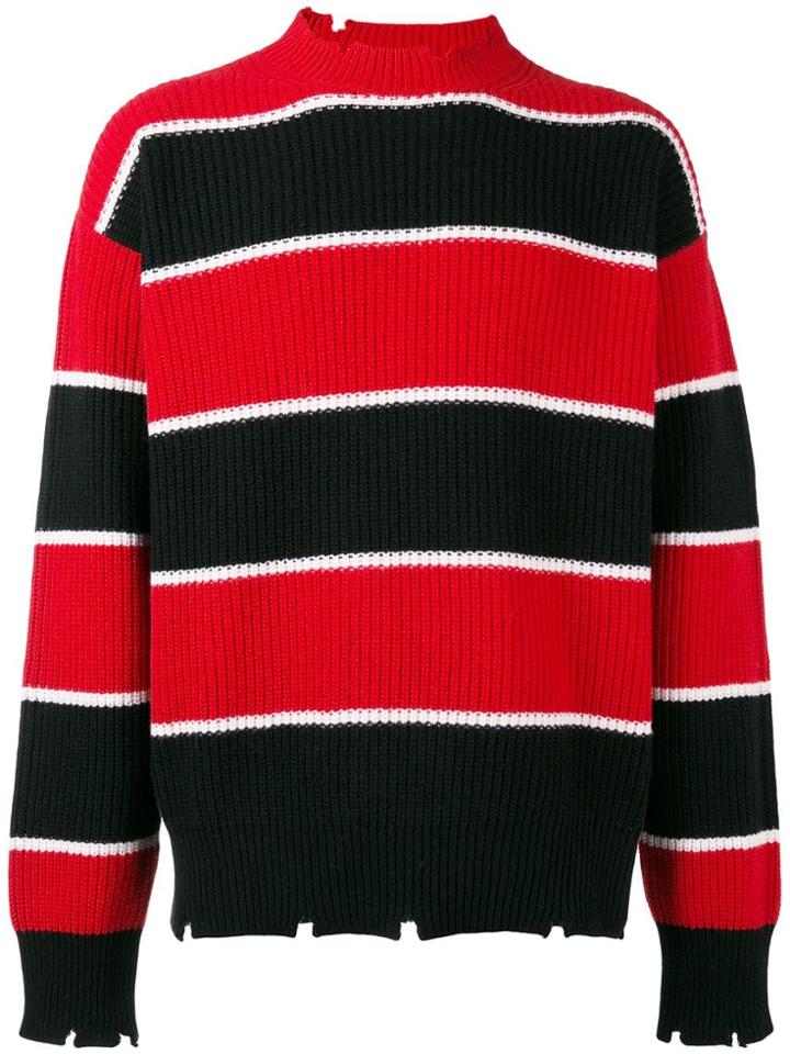 Msgm Striped Knit Sweater - Red