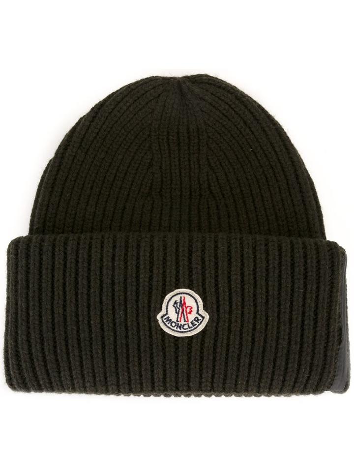 Moncler Ribbed Beanie, Adult Unisex, Green, Cashmere/wool