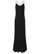 Emannuelle Junqueira Round Neck Long Party Dress, Women's, Size: 42, Black, Viscose/polyamide
