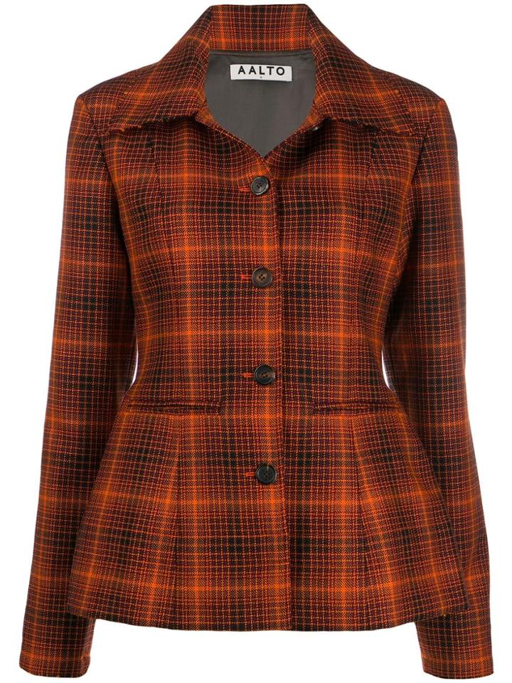 Aalto Nipped Waist Tartan Blazer - Orange